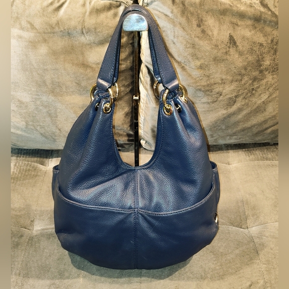 Michael Kors Layton Navy  Blue Pebble Leather Hobo Bag - Picture 10 of 15